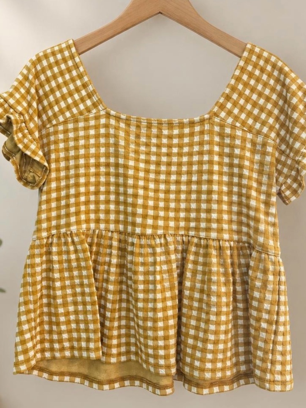 Madewell Yellow and White Checkered Top